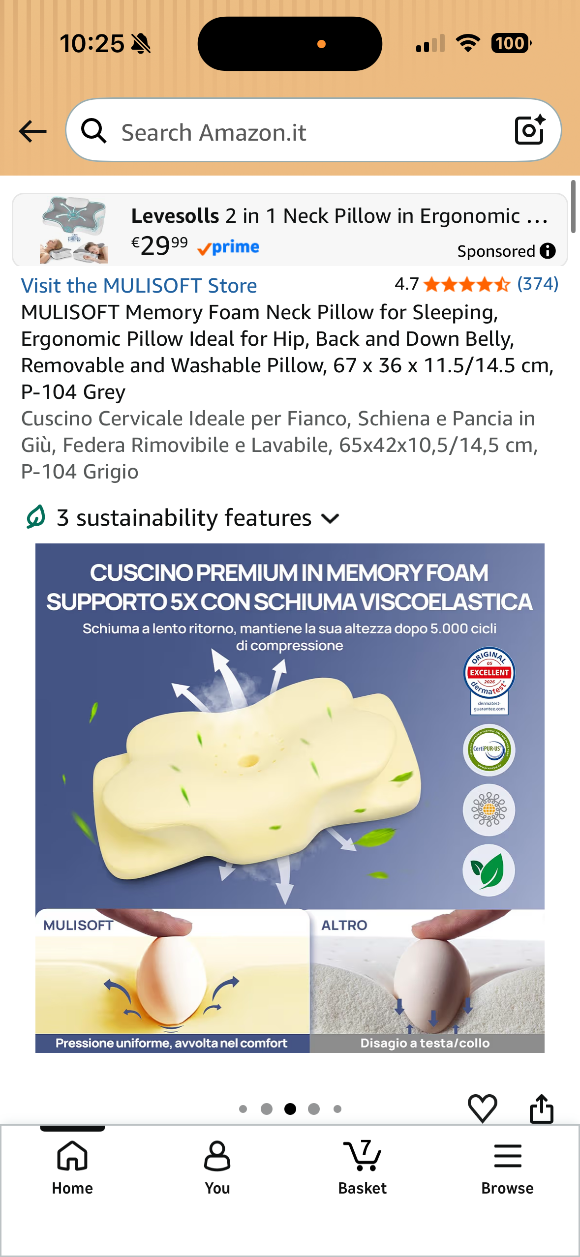 Cuscino memory foam